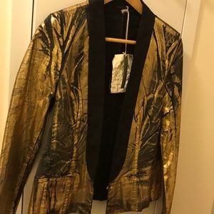 Metallic Gold Black Blazer